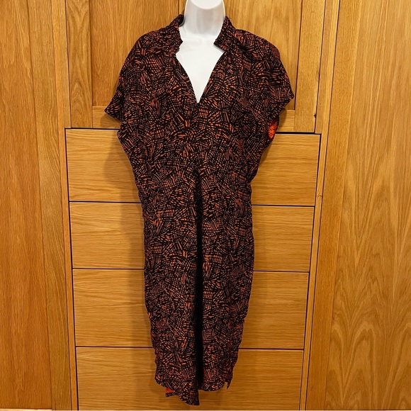 Zero + Maria Cornejo Dresses & Skirts - Maria Cornejo Abstract Print Dress Dark Blue Orange Size 10 Contemporary Artsy